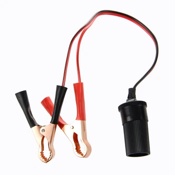 

12V Cigarette Lighter Extension Cable Battery Clip with Socket
