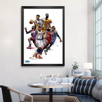 Basketball Star Retro Poster Kobe LeBron Ink Liffin Davis Canvas Print Painting Basketball Wall Art Mural for Home Decor Cuadros 4