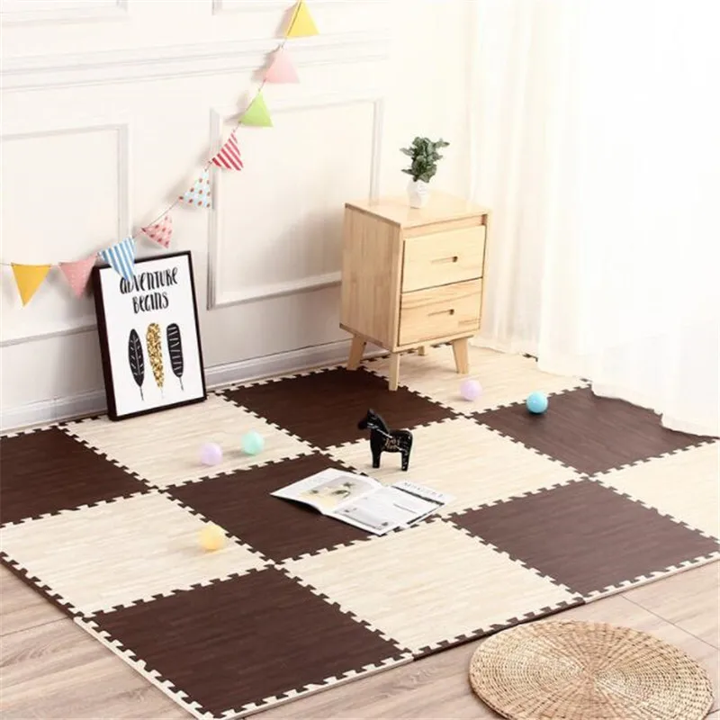 

Kids Rug Puzzle Toys For Children's Crawling Pad Baby Play Mat Developing Mat Gym Children's Carpet Floor Wood Grain EVA Blanket