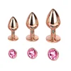 Small Medium large set Crystal Heart round rose gold rainbow Metal anal beads butt plug Jewelry insert sex toy for female male 1