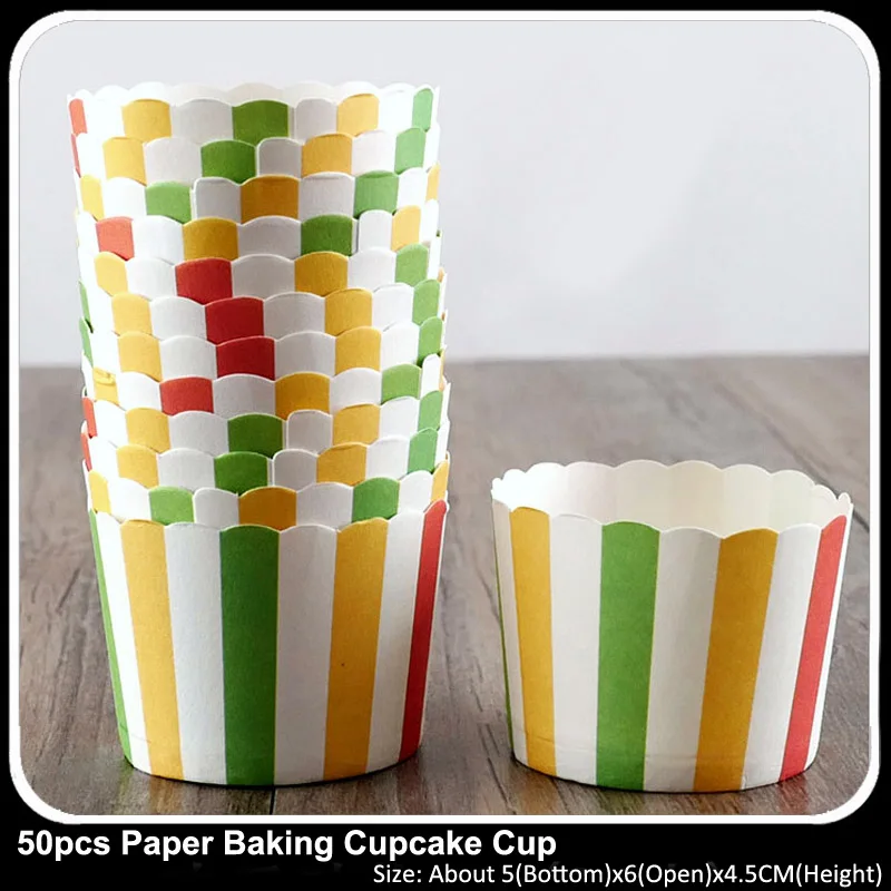 50pcs Pink White Striped Paper Cupcake Wrapper icecream Baking muffin cups cases wedding/baby shower/birthday Party Decoration 