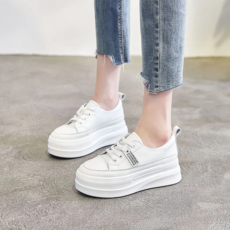 

2019 Autumn New Style White Shoes Women's Korean-style Harajuku-Style Thick Bottomed Shoes Genuine Leather Mixed Colors Students
