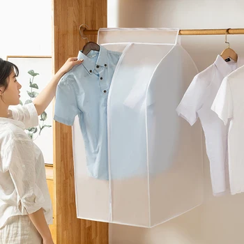 

Clothes Dust Cover Dustproof Garment Organizer Waterproof Suit Coat Protector Hanging Wardrobe Storage Bag Home Accessorie