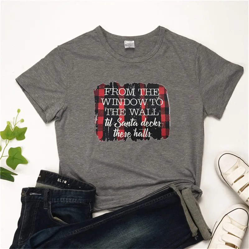 Женские футболки с надписью «от окна до колодца», клетчатая футболка с графическим принтом, Повседневная винтажная Женская Футболка Harajuku Vogue