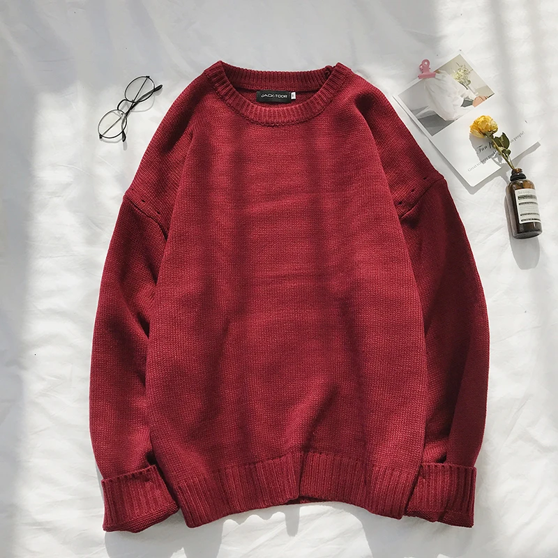 Winter Thick Sweater Men Warm Fashion Solid Color Casual Knit Sweaters Men Loose Long-sleeved Pullover Man Sweter Clothes M-2XL