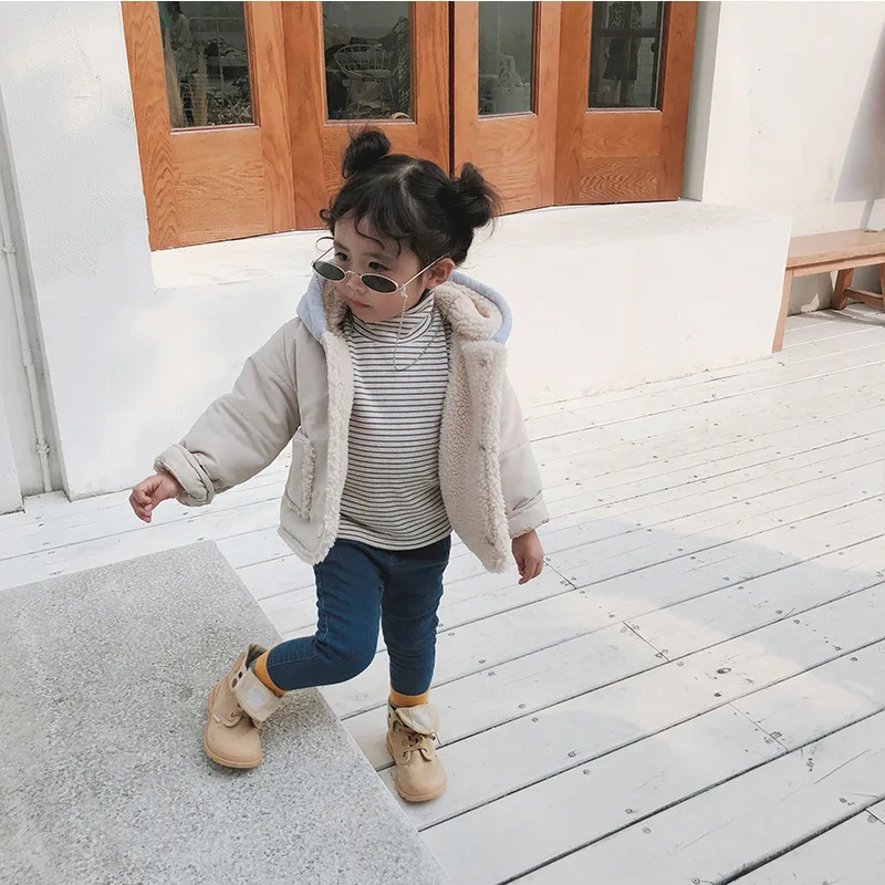 

A mu hou Autumn And Winter New Style Berber Fleece Padded GIRL'S Coat 2018 Hooded Thick Small CHILDREN'S Short Coat Cotton Coat