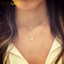 Милые прелестные Подвески с минимальными изящными бабочками золотого и серебряного цвета cz Модные женские и девичьи милые ювелирные изделия ожерелья