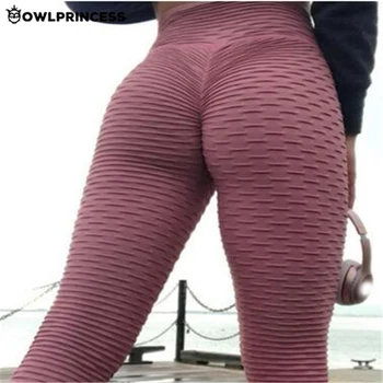 

OWLPRINCESS Sexy Pleated Leggings Sweatpants High Waist Eleastic Fitness Pants Workout Joggers Sports Trousers