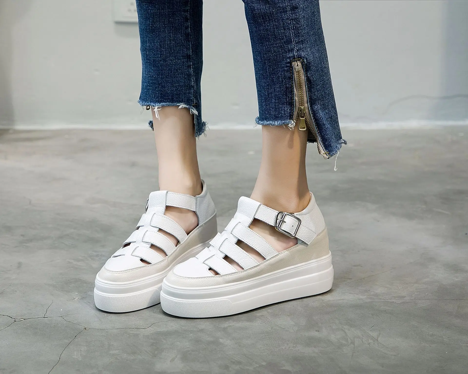 

Elevator New Style Hollow out Korean-style Rome Closed-toe Sandals Women's 41 42 Supply of Goods WOMEN'S Shoes 31 32
