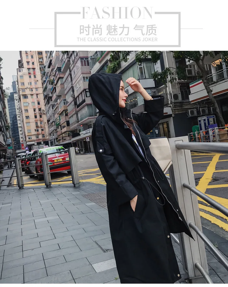 Для фотосессии,, стиль, для студентов, BF Harajuku, свободный, с капюшоном, средней длины, выше колена, Тренч