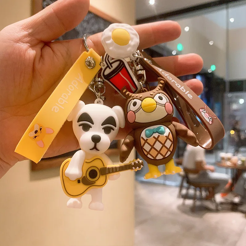 

6cm Japan Anime Keychains Animal Crossing Doll Cartoon Silicone Keychain Pendant Car Key Chain Cute Creative Gift Bag Pendant