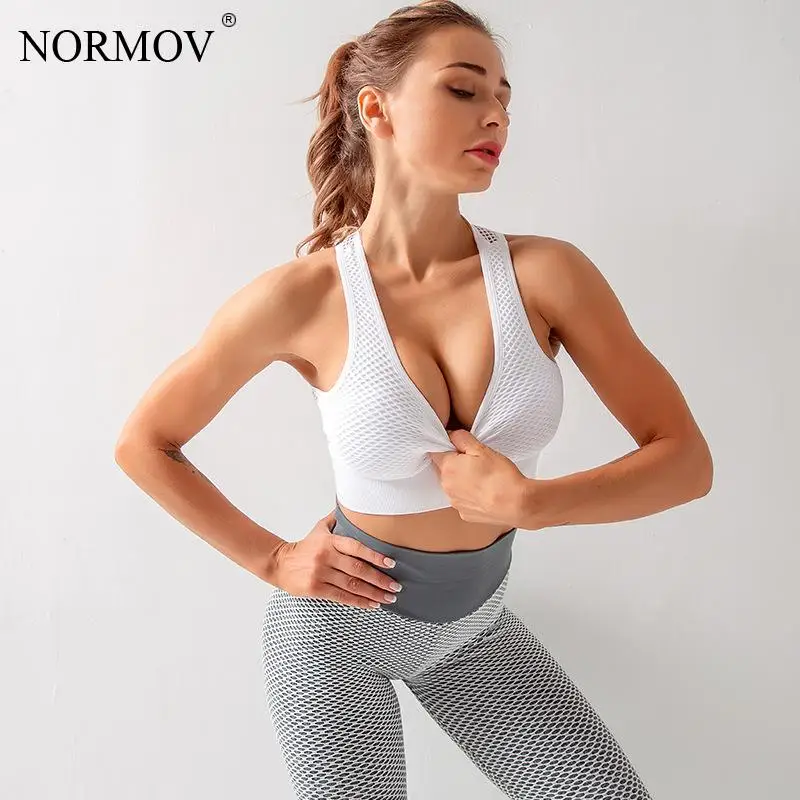 

NORMOV Sexy Seamless Bra Openwork Running Shockproof Breathable Sports Underwear Quick-drying Fitness Beauty Back Bra
