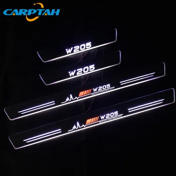 

SNCN LED Car Scuff Plate Trim Pedal Door Sill Pathway Moving Welcome Light For Mercedes-Benz W205 C200 2014 2015 Waterproof
