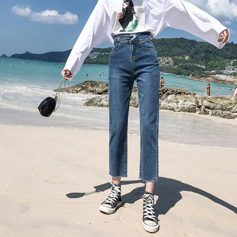 

2020 Spring Jeans Loose Harem Women's Jeans Female Women High Waist Denim Pants Trousers Boyfriend Jeans for mom jeans blue