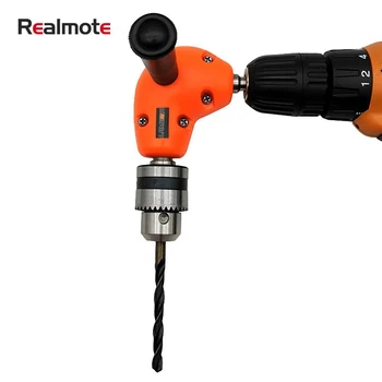 

Realmote portable 90 Degree Right Angle Drill Bit Chuck Practical Durable Keyless Adapter Attachment Wood Drilling
