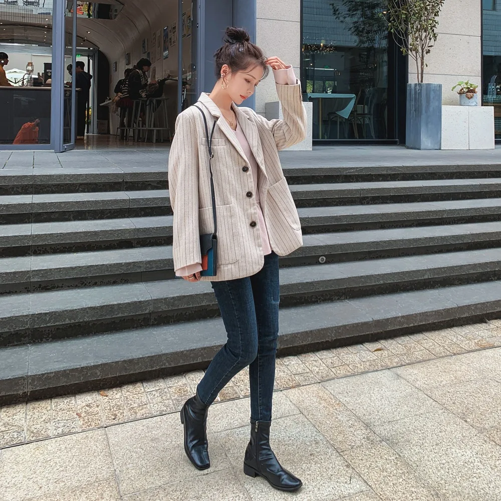 

Photo Shoot 2020 Spring New Style WOMEN'S Dress Retro Smart Young-Style Herringbone Short Small Suit Turn-down Collar Coat