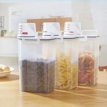 

2kg Kitchen Grains Food Storage Jars Kitchen Cereal Container Grain Bean Rice Plastic Jars with Pour