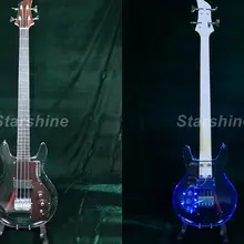Электрическая бас-гитара DK-LDB30 Синяя светодиодная бас-гитара акриловый корпус Дэн Стиль палисандр Накладка Pull/Push Swtich