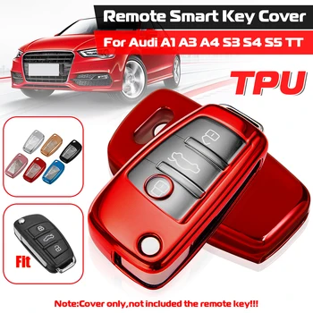 

TPU Car Styling Soft TPU Auto Key Protection Cover Case For Audi C6 A7 A8 R8 A1 A3 A4 A5 Q7 A6 C5 Car Holder Shell Car-Styling