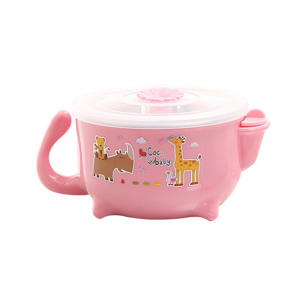 Пищевая миска с подогревом, термоизоляционная миска, детская посуда, столовая посуда, контейнер для еды из нержавеющей стали, горячая и холодная - Цвет: 1
