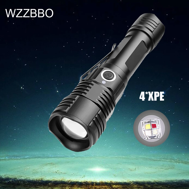 

Powerful Flashlight Torch USB Rechargeable Tactical Hunting Flashlight Zoom Lamp LED Flash Light Zoomable olight self defense