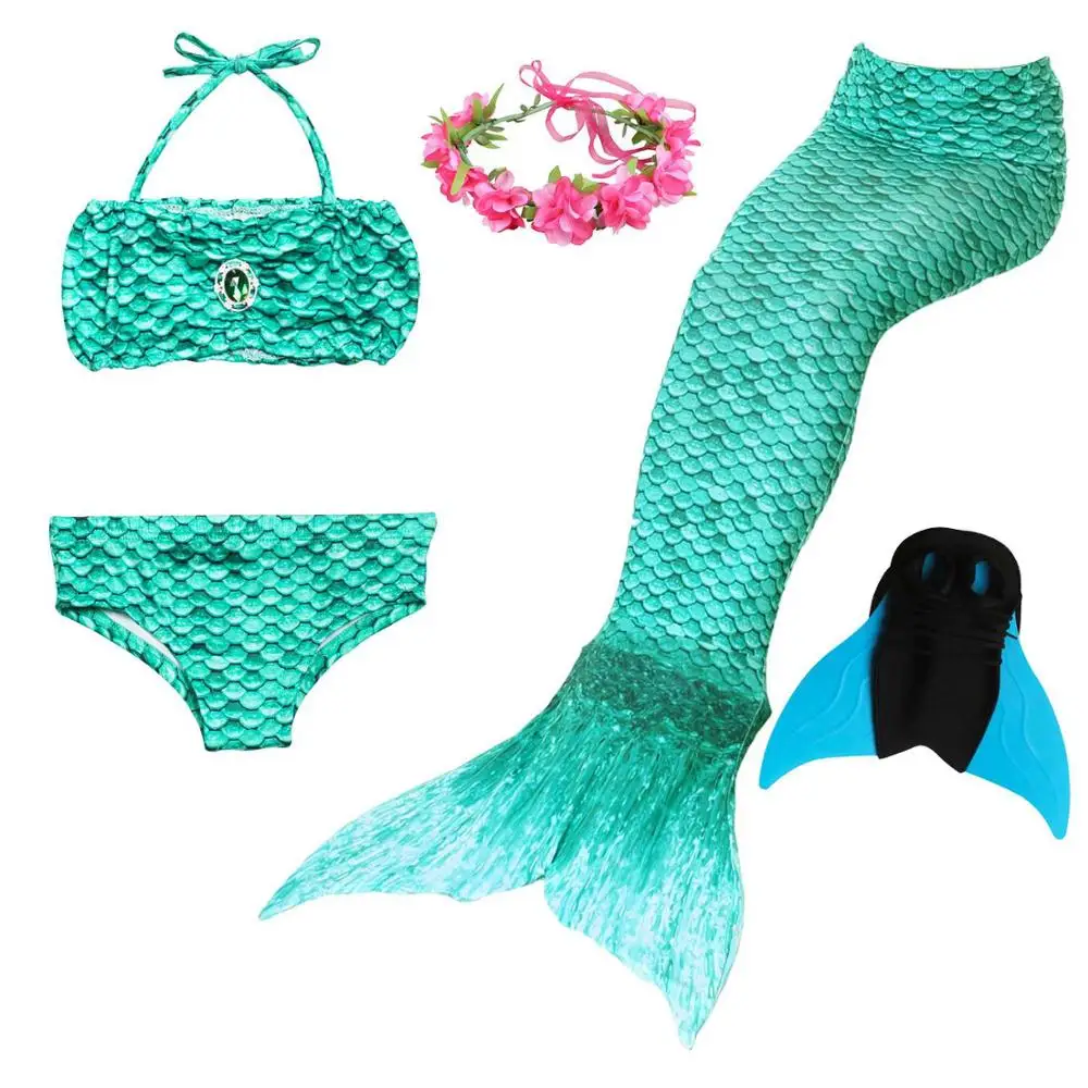 mermaid 5 set -9 Классический стиль девушки хвост русалки костюм дети Русалочка Купальник для косплея для детей легко добавить монофин - Цвет: mermaid 5 set -9