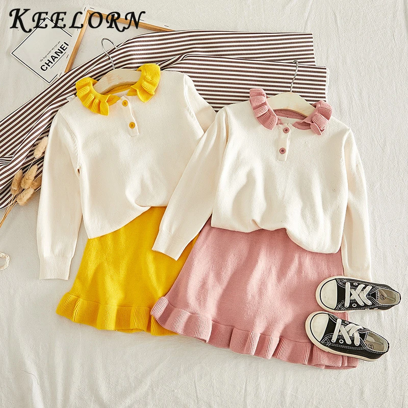 Keelorn/весенне-Зимний вязаный свитер для девочек; платье для маленьких девочек; вечерние платья для девочек; Одежда для девочек на свадьбу; трикотажное платье-футболка