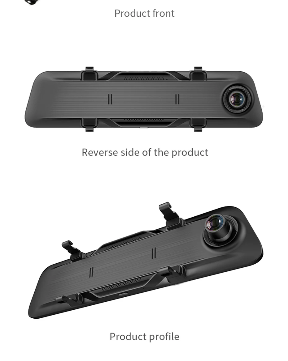 Seametal 10 Inch Rearview Dash Cam 2k HD Full Screen Front Rear Mirror DVR Dual Lens 170 Wide Angle Car Camera Dashcam 3 in 1