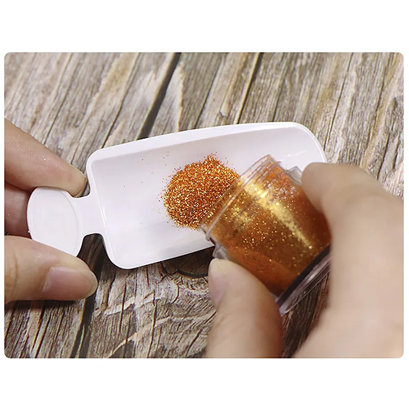 1BOX Magic Portable Dipping Powder Recycling Tray White Nail Glitter Mirror Powder Sequin Rhinestone Manicure Recycling Box TD61