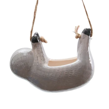 

Hanging Sloth Shaped Planter Garden Ceramic Flower Pot Succulent Plant Container Home LAD-sale