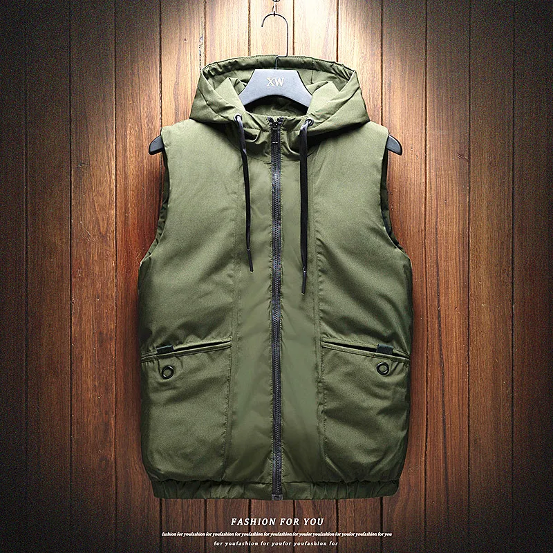 

New Stylish Autumn Winter Vest Men High Quality Hood Warm Sleeveless Jacket Waistcoat Men's Vest homme Fashion Casual Coats Mens