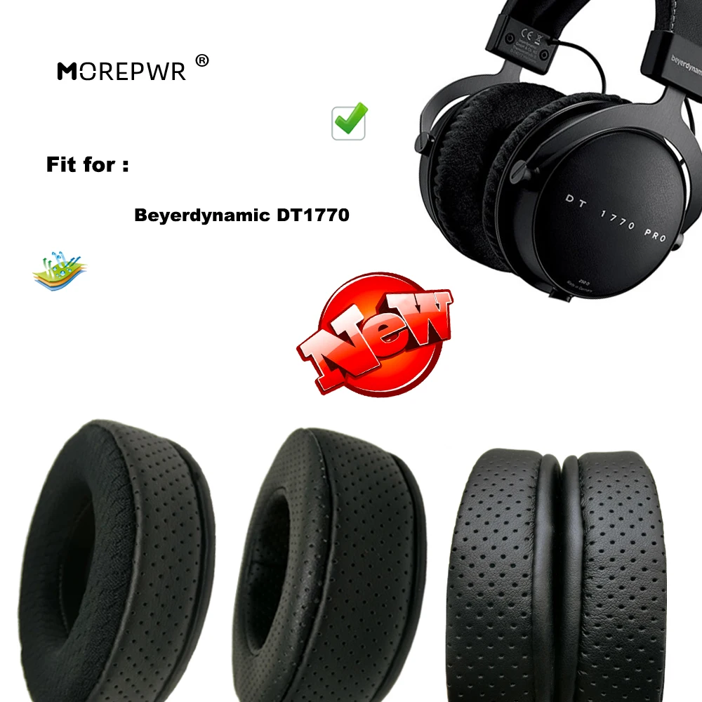 

Morepwr New upgrade Replacement Ear Pads for Beyerdynamic DT1770 Headset Parts Leather Cushion Velvet Earmuff Headset Sleeve