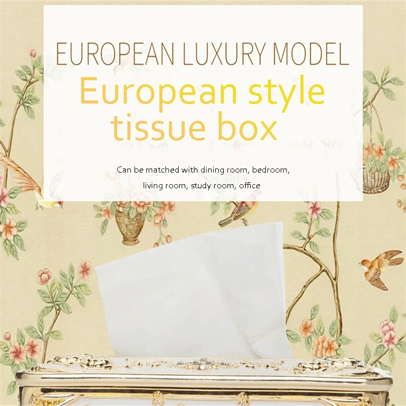 Description Picture 2 of itemCreative bedroom office desk tissue box European luxury paper box universal paper box family KTV hotel car storage paper towel