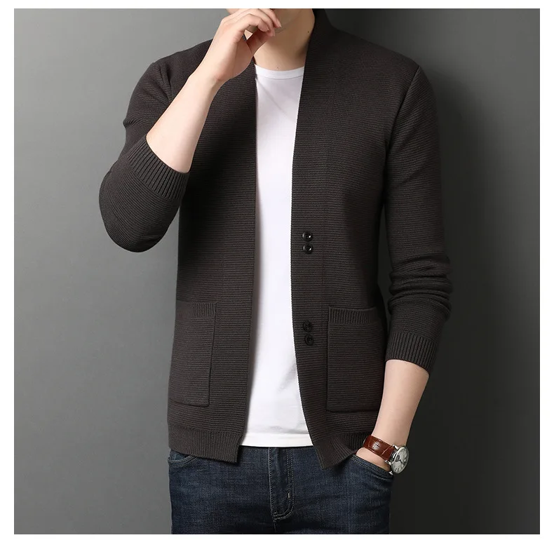 novo cardigan masculino coreano cardigan camisola masculina moda camisola dos homens outer wear fino casaco roupas masculinas plus size