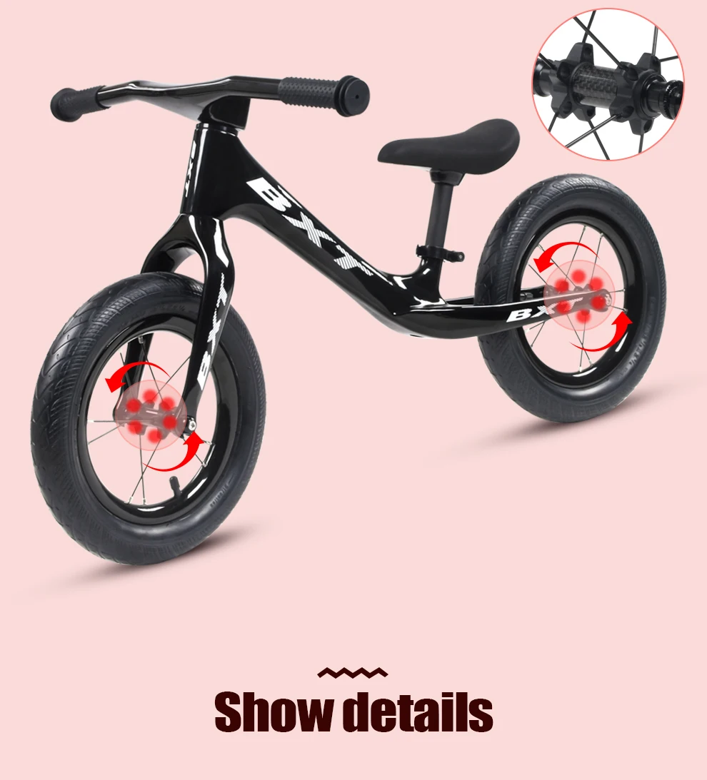 BXT New Ultralight Kids bike Pedal-less Balance Carbon Children Bike Push Bike Children's Walker Carbon Kid Bicycle 1.95KG