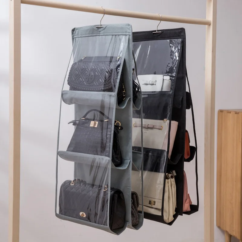6 карманная складная подвесная сумка 3-х слойная прозрачная сумка для хранения Дверная стенка прозрачная сумка с вешалкой подвесной органайзер вешалка для сумок Шкаф для обуви, шкаф для одежды органайзер в шкаф