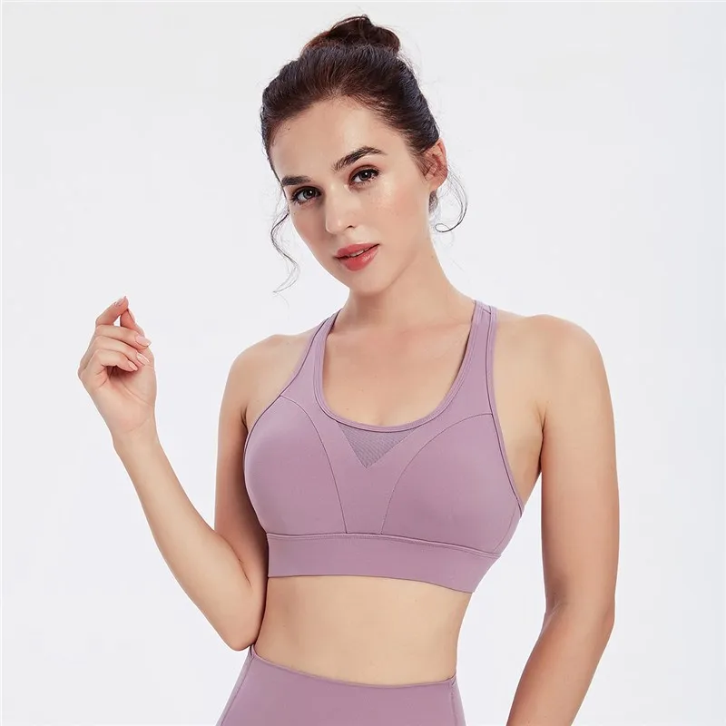 Vansydical Push Up Athletic Yoga Bra Women Back Cross Strappy Racerback Buttery Soft Workout Gym Brassiere Running Sports Bras