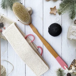 Cleaning for Shower Exfoliator Spa Kids Bath Set Hair Scrub with Handle Black Exfoliating Brush Detachable Bath Brush Sit DREWTI