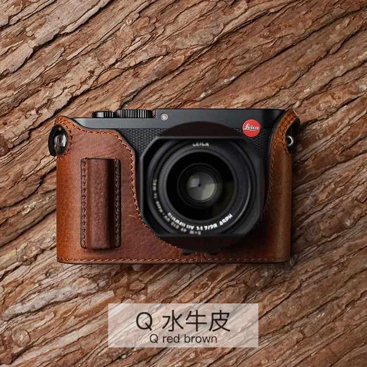 Mr. Stone ручной работы из натуральной кожи чехол для камеры видео половина сумка боди для камеры Leica Q Q2 камера typ116 - Цвет: Q Red brown