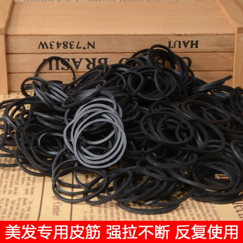 Brand 100PCS/LOT Rubber Hair Band Black Rubber Ring Hairdressing Strong pull continuously&Repeat Studio 25*1.4mm 35g Bull Band