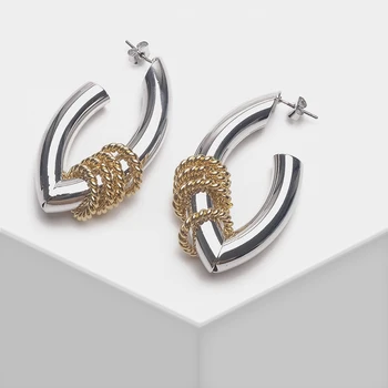 

Amorita boutique Exaggerated v-shaped metal hollow drop earrings
