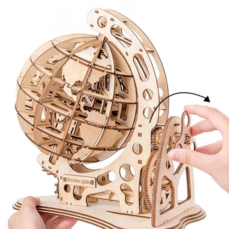 Глобус Деревянный 3D DIY строительные блоки головоломка блоки механический привод Глобус игрушки для украшения дома для детей развивающие