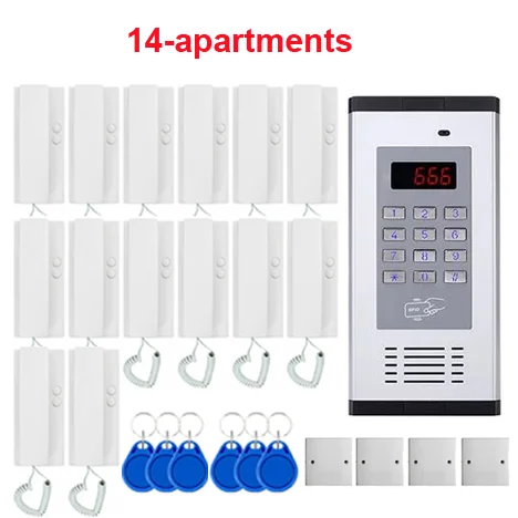 

Top quality Security non-visual building intercom system 2-wired audio door phone for 14-apartments,PASSWORD/ID Card unlocking