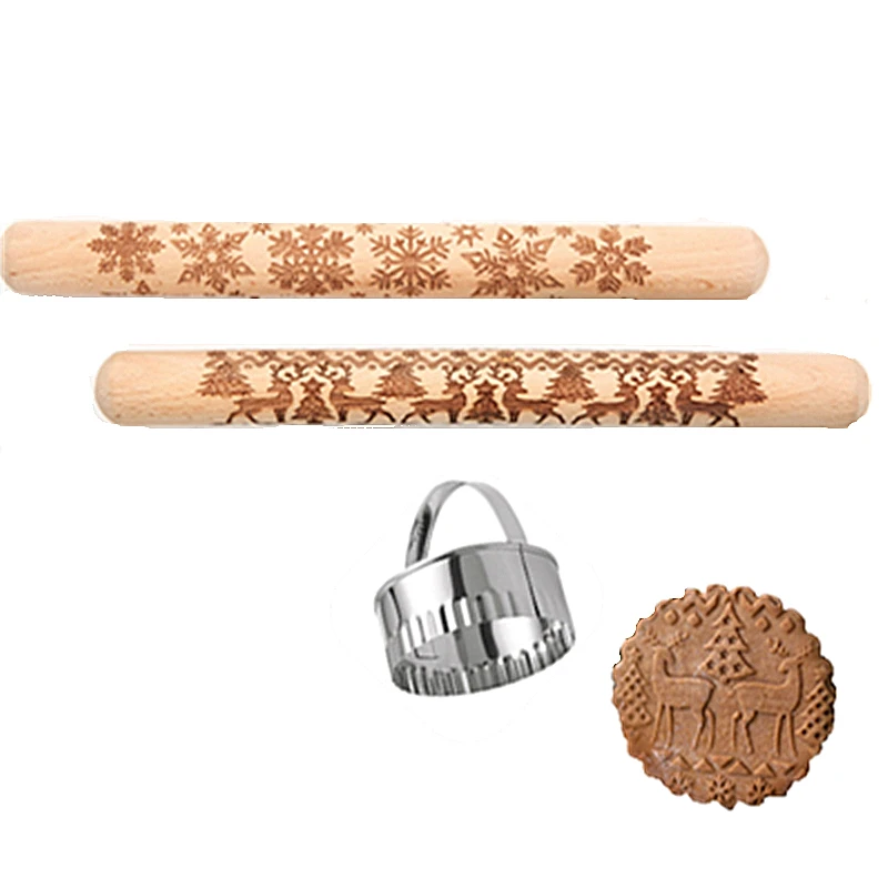 3D Рождественская скалка для выпечки печенья торта с гравировкой|Скалки и