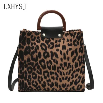 

Leopard Women's Shoulder Bag Luxury Wooden handle Handbag High capacity Designer Women Bags Fashion Female Crossbody Bag New