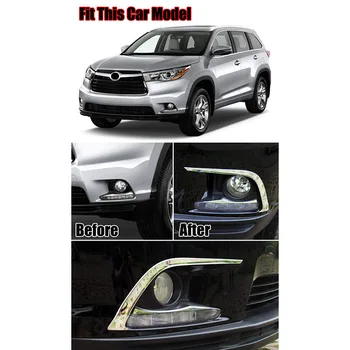 

For Toyota Highlander 2014 2015 2016 Chrome Front Head Fog Light Foglight Lamp Cover Trim Bumper Frame Bezel Molding Garnish Sur