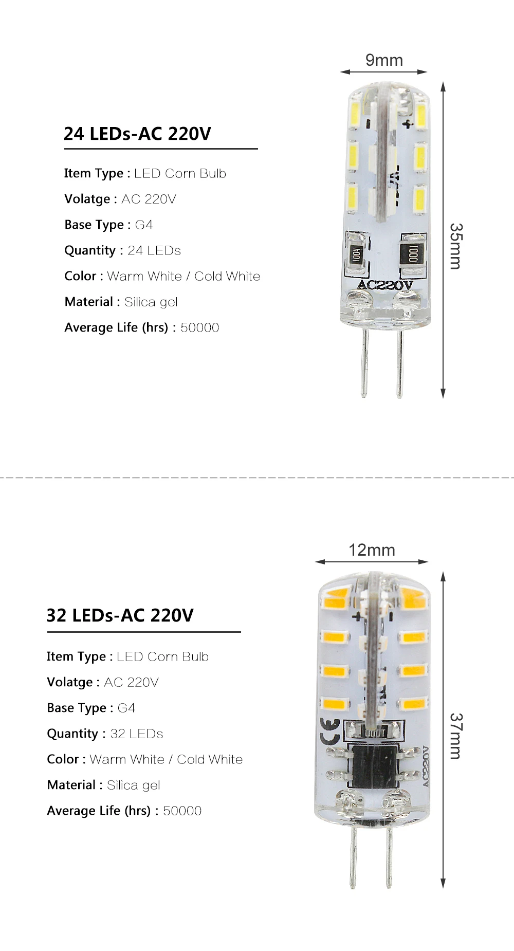 1 шт. CE& RoHs G4 Светодиодный светильник-кукуруза 220 В 110 В AC DC 12 В 3014 SMD Замена галогенной лампы Люстра светильник 24 32 48 64 104 светодиодный s