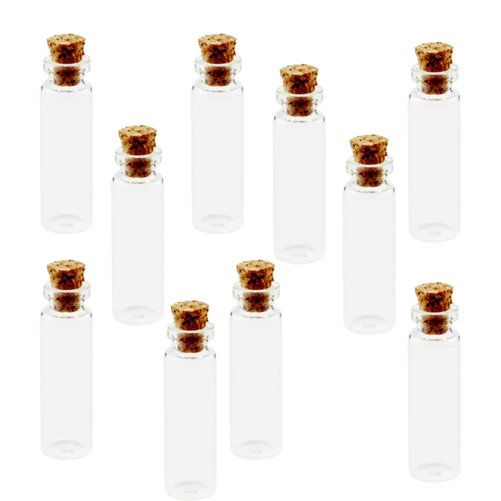 10Pcs Clear Glass Vials Empty Wishing Bottles Charms Necklace Pendant DIY Crafts