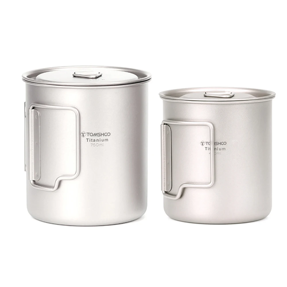 

TOMSHOO Ultralight Titanium Cup Outdoor Portable Camping Picnic Water Cup Mug with Foldable Handle 300/350/420/450/550/650/750ml
