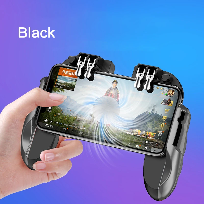 PUBG мобильный геймпад шутер игровой контроллер для IOS Android мобильный телефон геймпад джойстики PUBG контроллер с охлаждающим вентилятором - Цвет: Черный